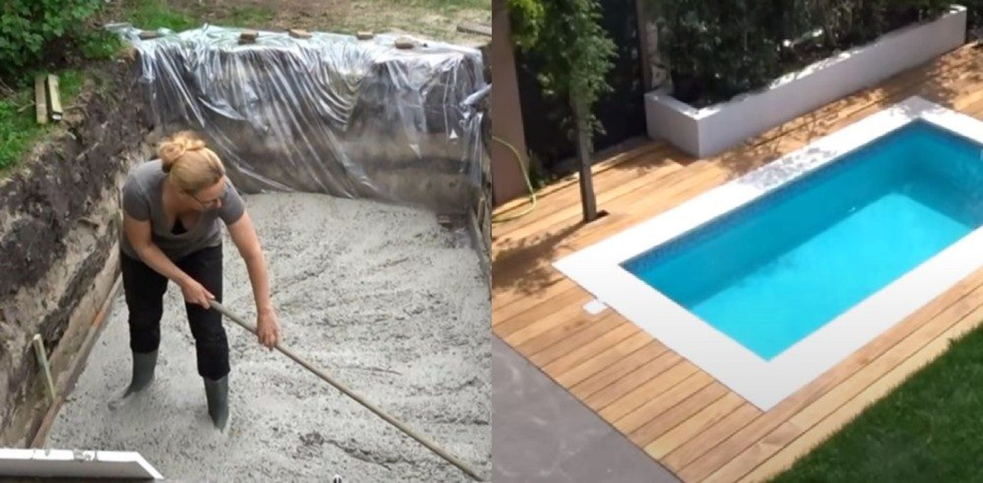 Zwembad in tuin: vrouw eigen bad achtertuin