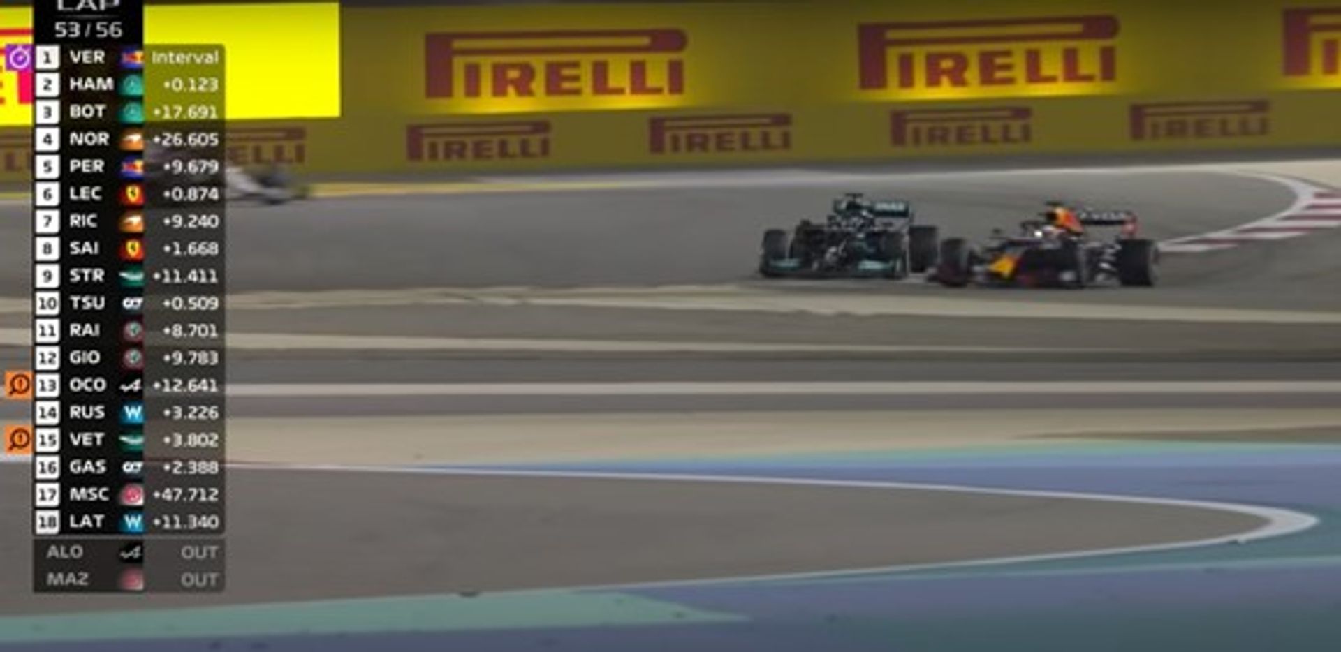 inhaalactie Max Verstappen bij Lewis Hamilton