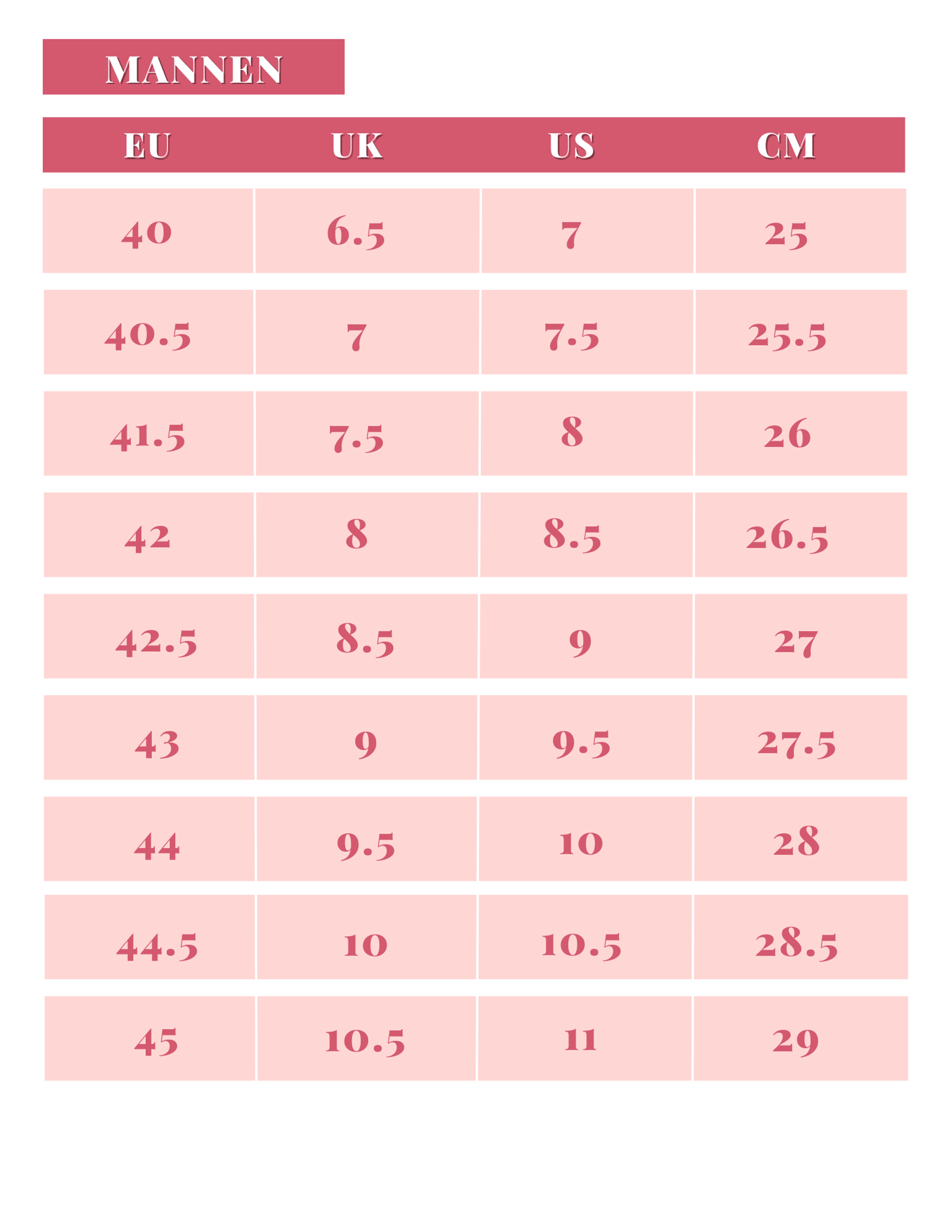 Size guide Vallen New Balance schoenen groot of klein